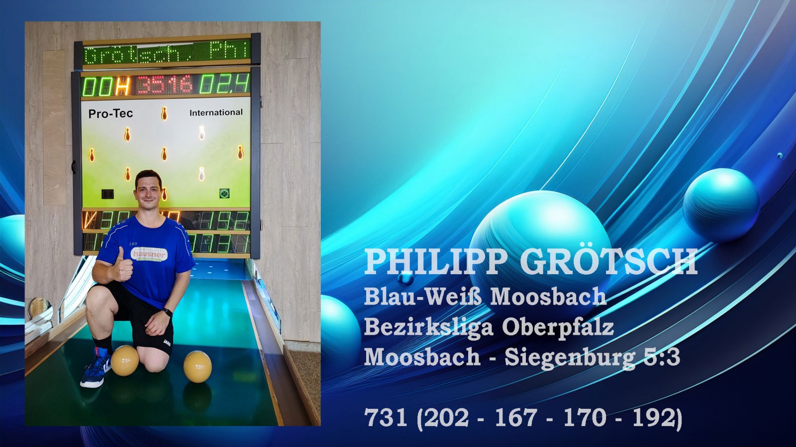 Nicht im Fokus, aber grandios: Philipp Grötsch spielte 731 in der Bezirksliga mit 305 Abräumern. Bereits am 7. Spieltag (2024/25) hatte er mit 693 mehr Kegel als der beste Akteur in den Bundesligen. @bwmoosbach