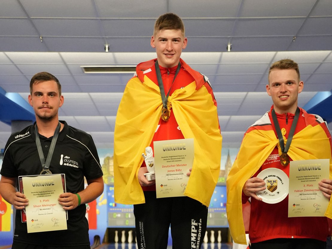 Siegerehrung U23 männlich bei der DEM 2025 in München.