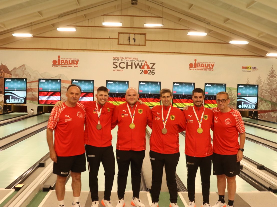 Golf und Bronze für deutsche Duos, Von links: Milos Ponjavic, Tim Brachtel, Daniel Barth, Christian Wilke, Lukas Funk und Timo Hoffmann.