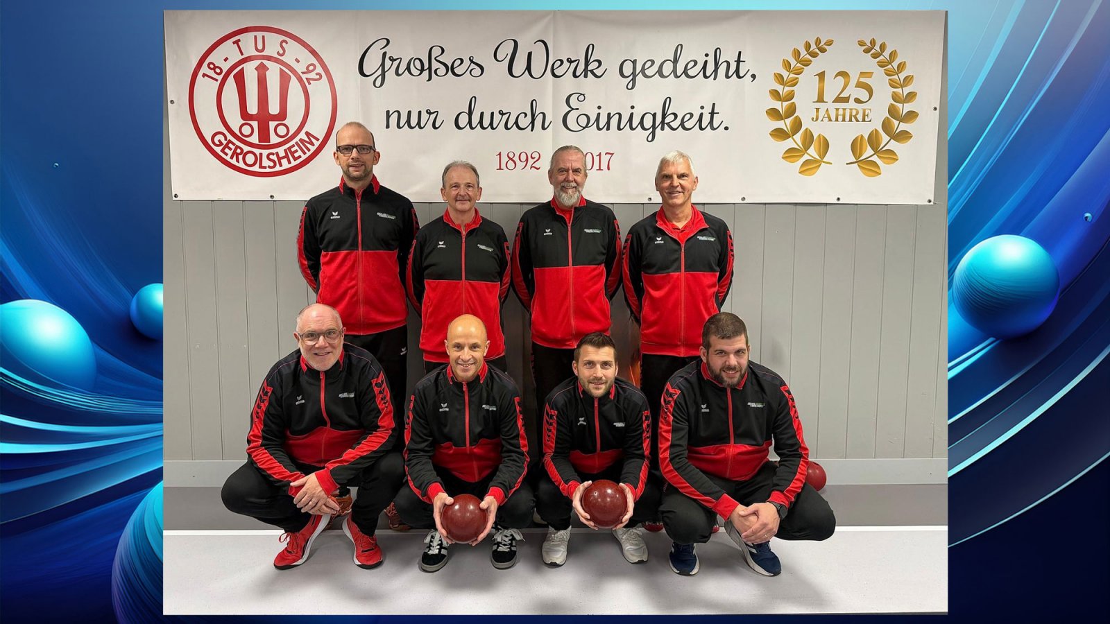 TuS Gerolsheim, hinten von links: René Böhme, Jürgen Staab, Bernd Günderoth, Uwe Köhler; vorne von links: Christian Mattern, Holger Mayer, Patrick Mohr, Kevin Günderoth. @tus